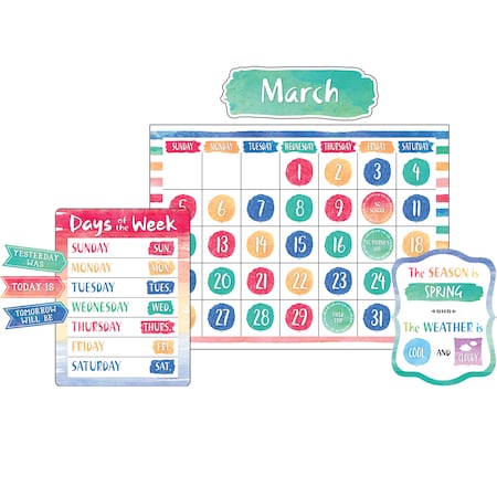 Teacher Created Resources Watercolor Calendar Bulletin Board Display Set TCR8971